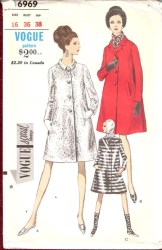 6969 SPECIAL VOG 67 BUTTON A-LINE COAT PATTERN 14 34 12 32